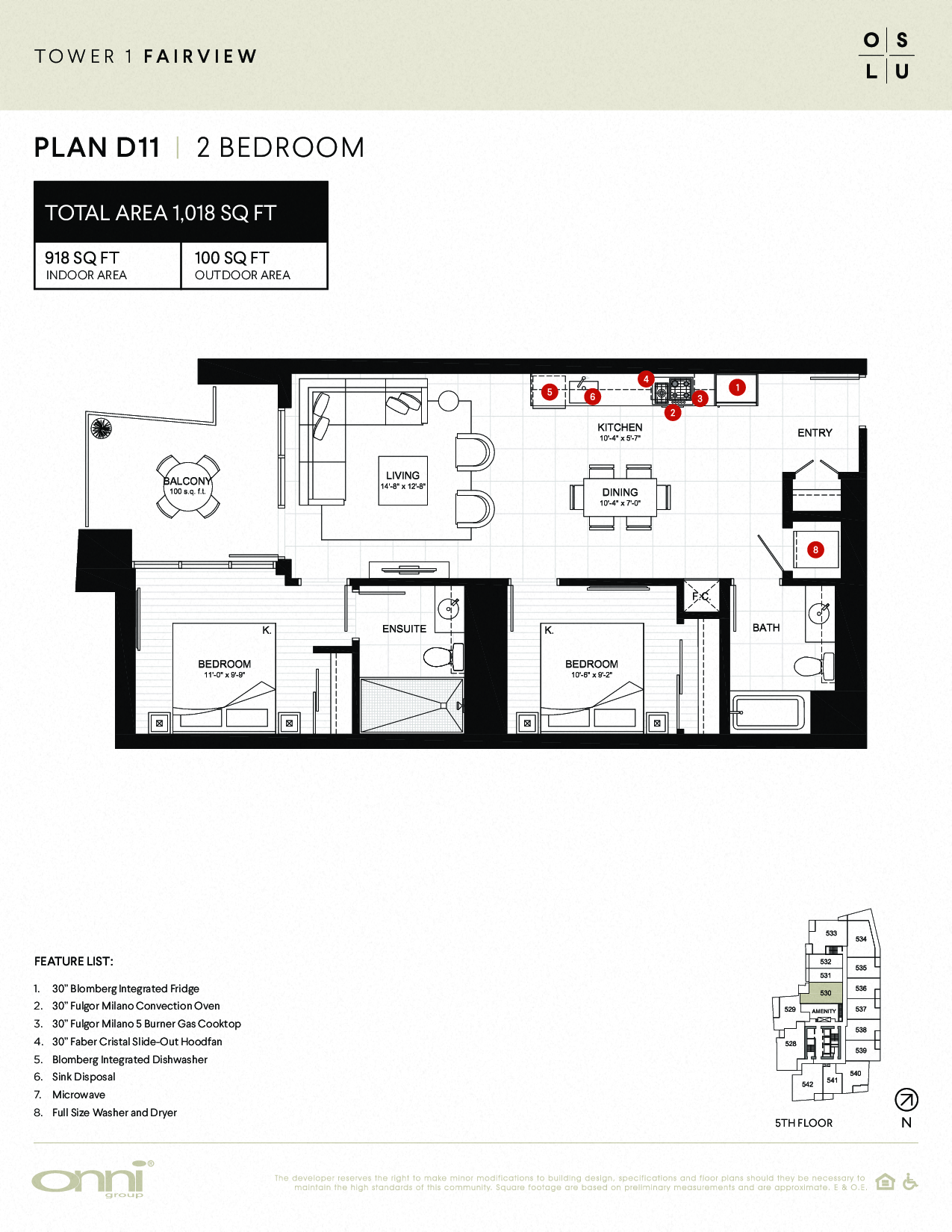Floor plan for 2 beds, 2 baths, 918 sqft